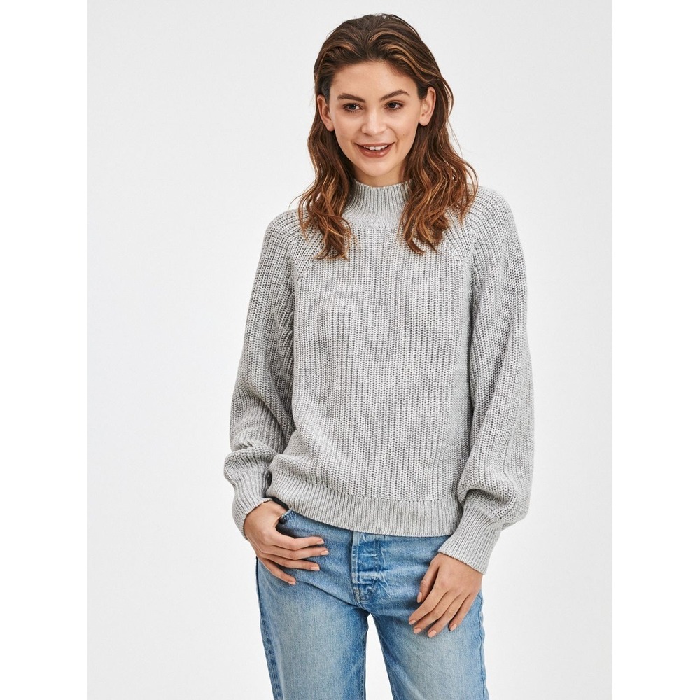 Gap Gray Chunky Knit Strick Mock Neck Pullover Sweater Size Large Tall